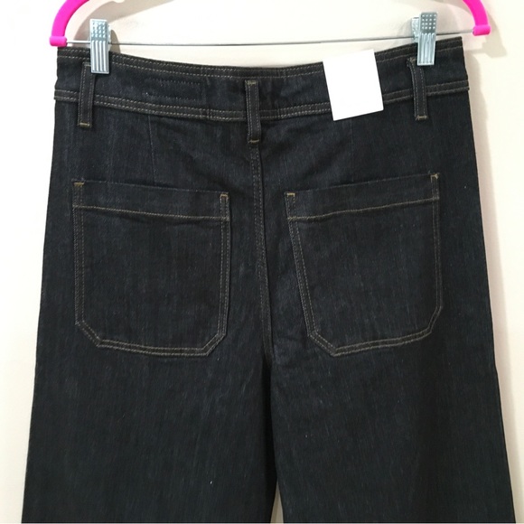 ZARA Jeans The Patch Pocket Wide Leg Denim Rinse Black 8307/042 Women 12 New - Picture 9 of 13